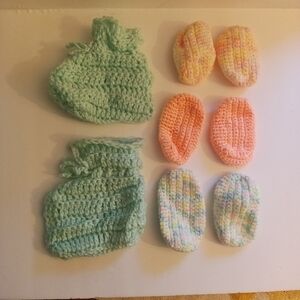 Handmade Baby Infant Crochet Knit Booties Socks Vintage Multicolor